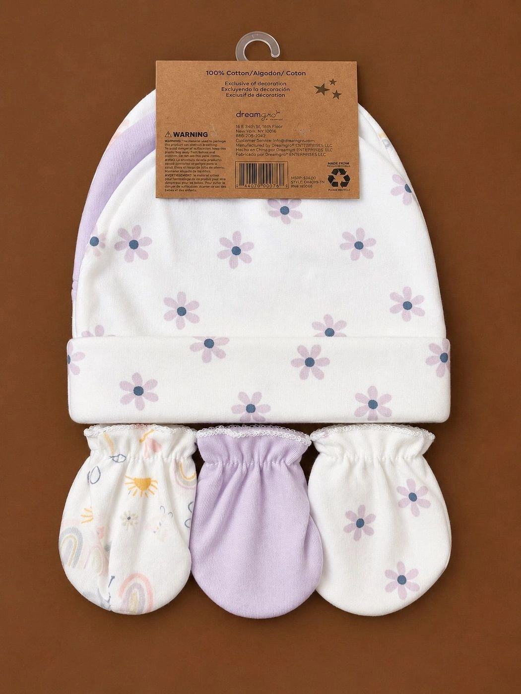 6-piece Newborn Cap & Mitten Set 4