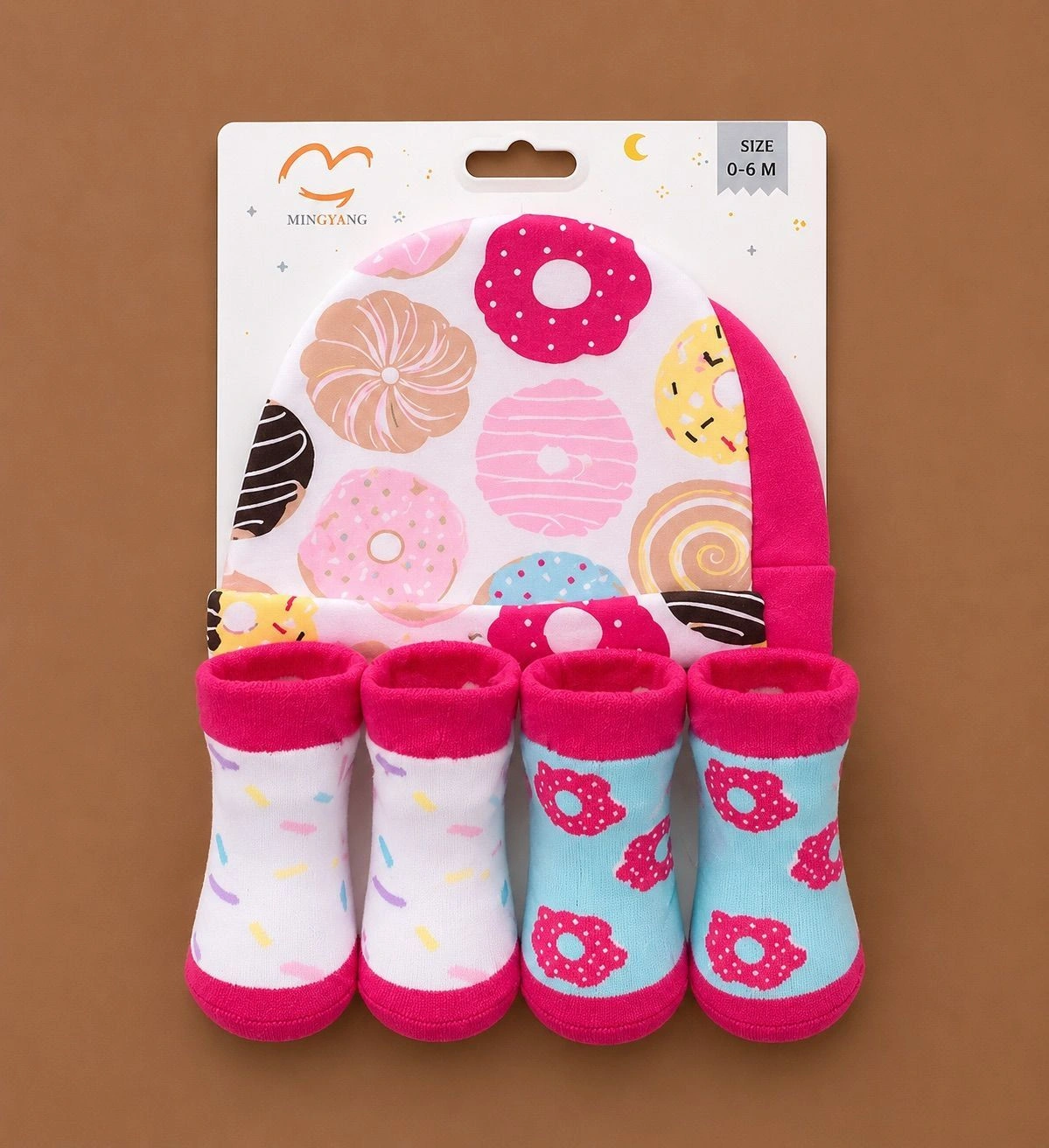 4-piece newborn cap & sock set 3