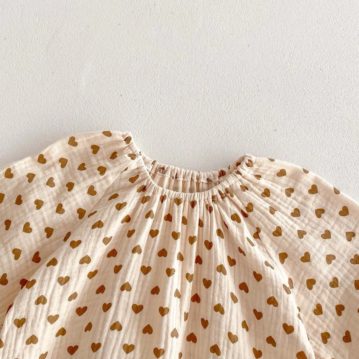 Muslin Bubble Romper - Brown heart 5