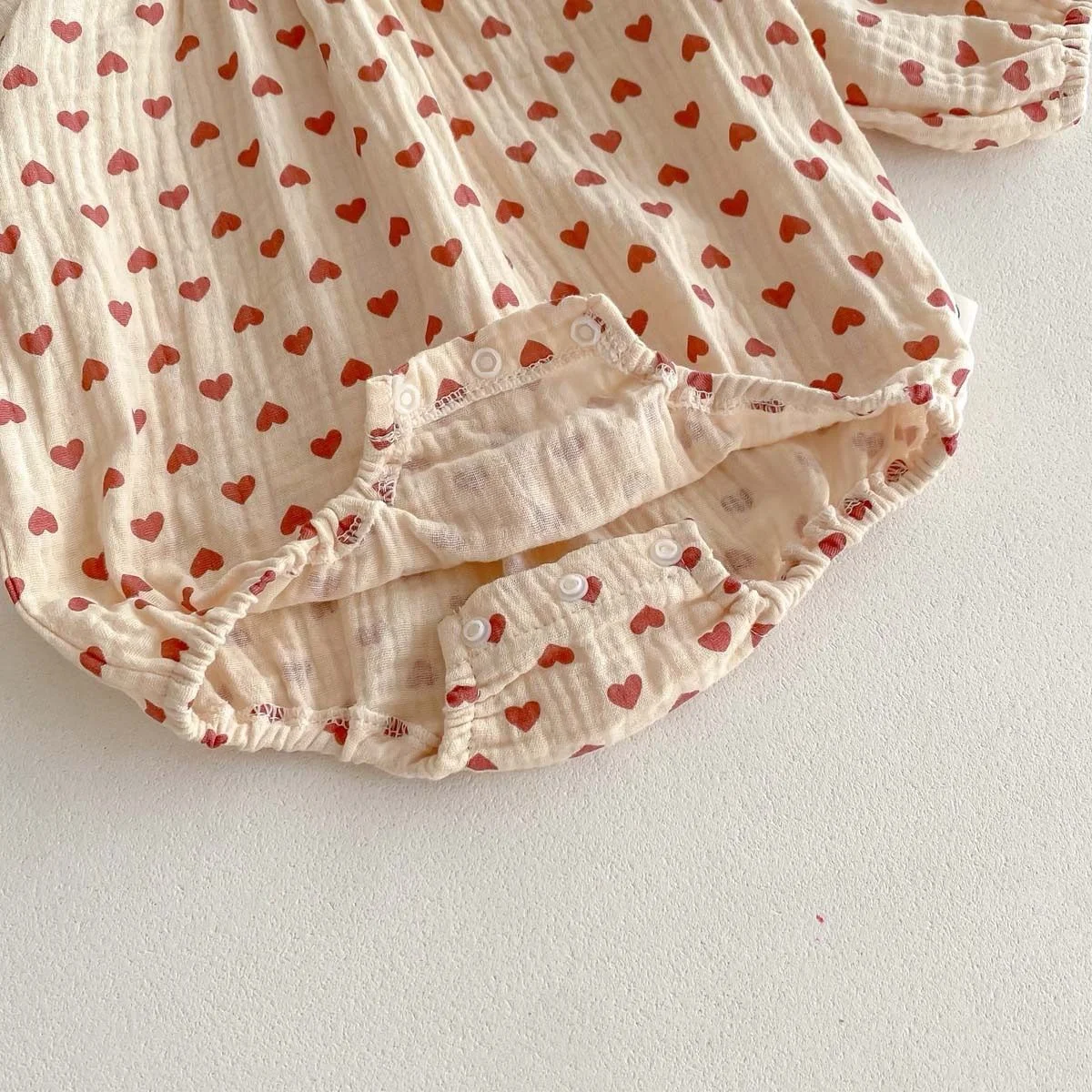 Muslin Bubble Romper - Brown heart 6