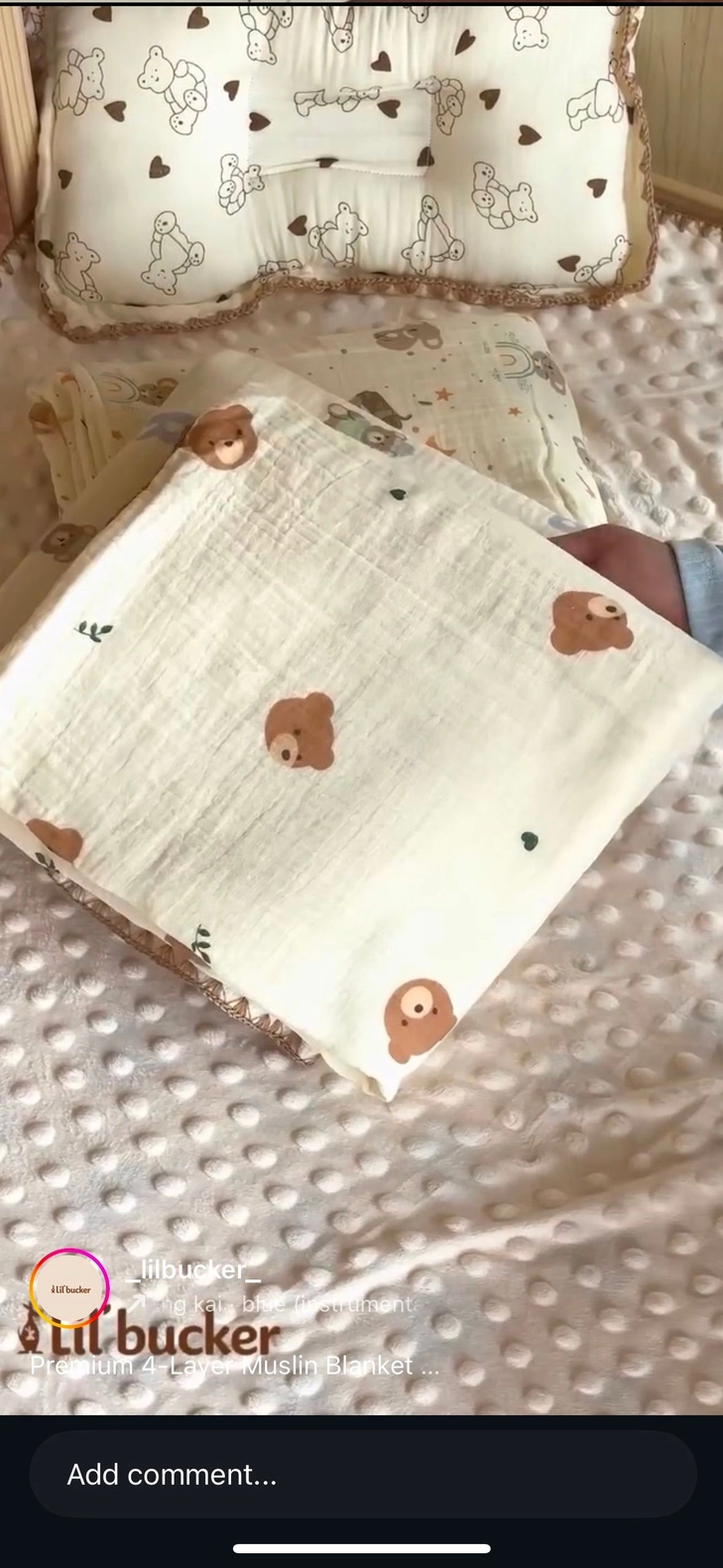 4-Layer Muslin Blanket - Teddy leaf Print