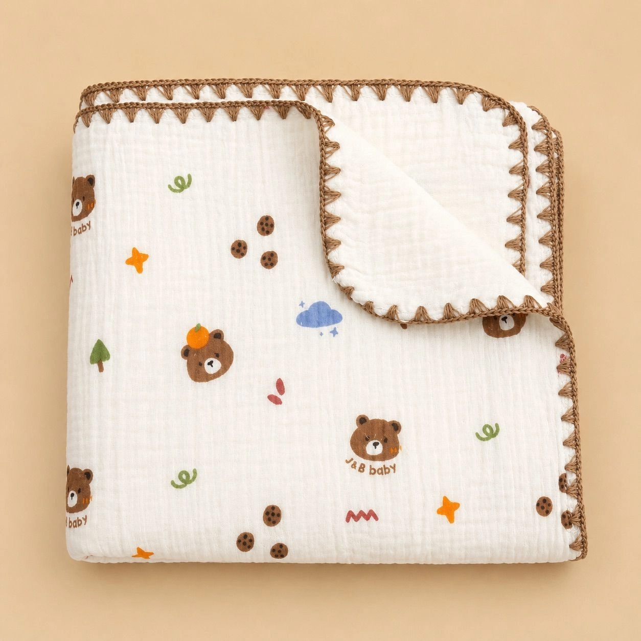 4-Layer Muslin Blanket - Bear Cloud Print