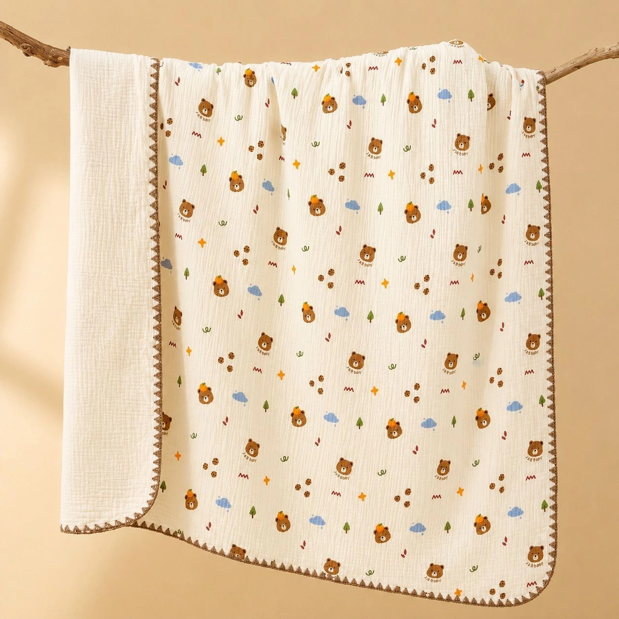 4-Layer Muslin Blanket - Bear Cloud Print
