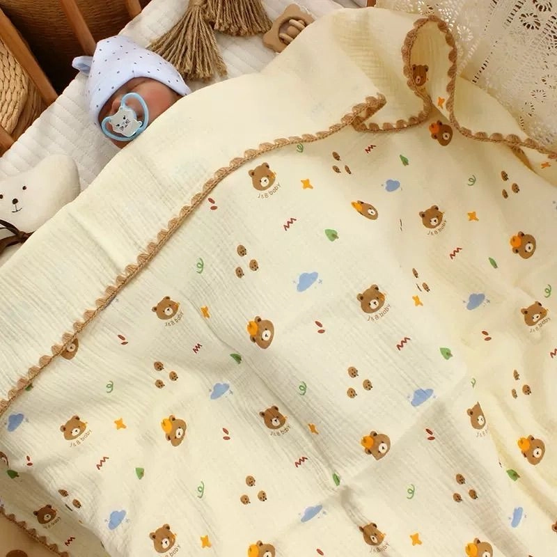 4-Layer Muslin Blanket - Bear Cloud Print 3