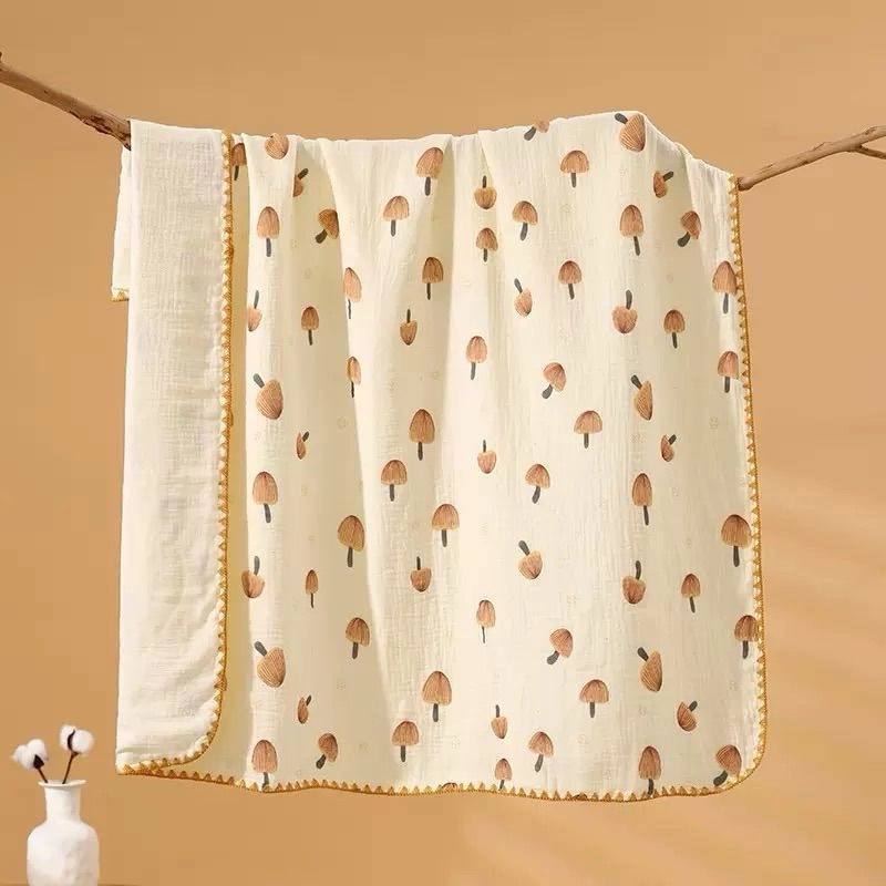 4 Layer Muslin Blanket - crochet border 3
