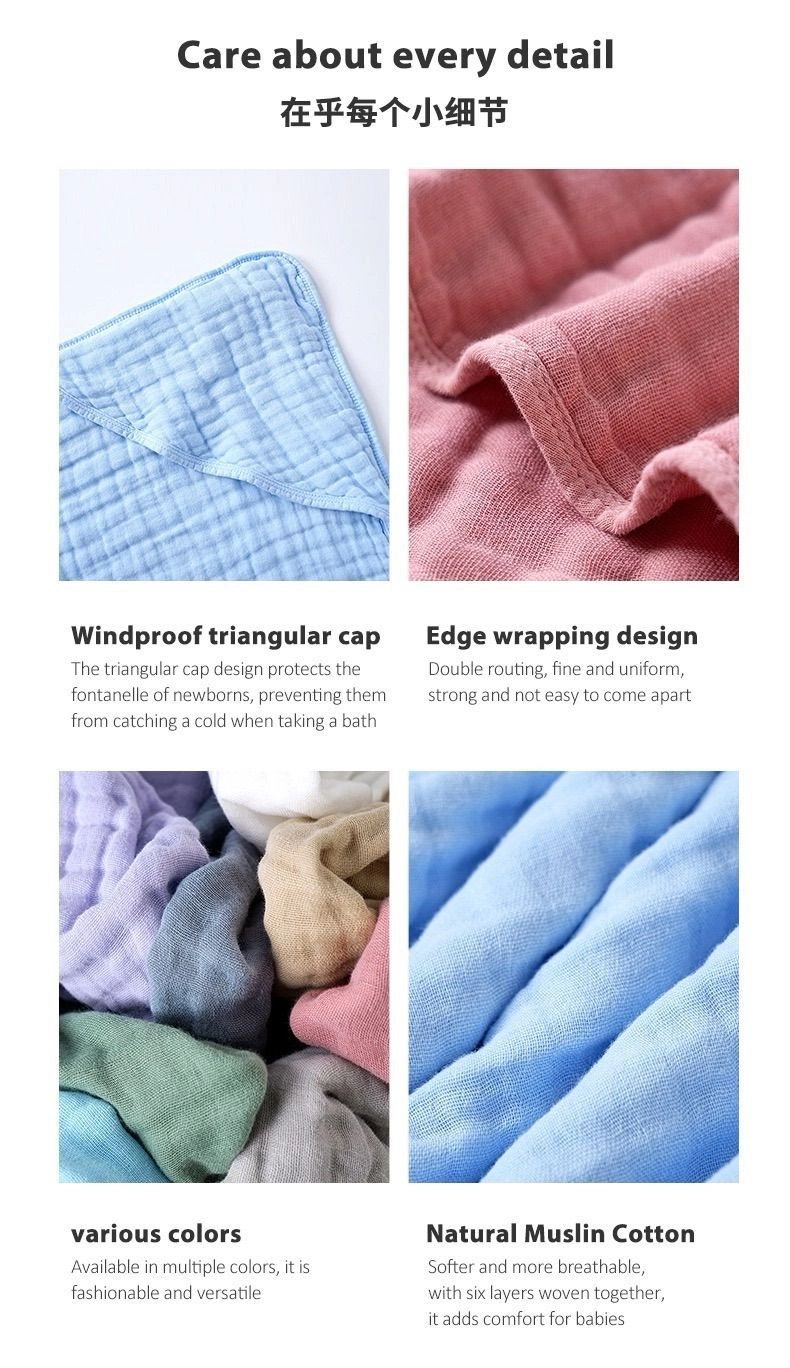 6-Layer Muslin Hooded Bath Towel 8