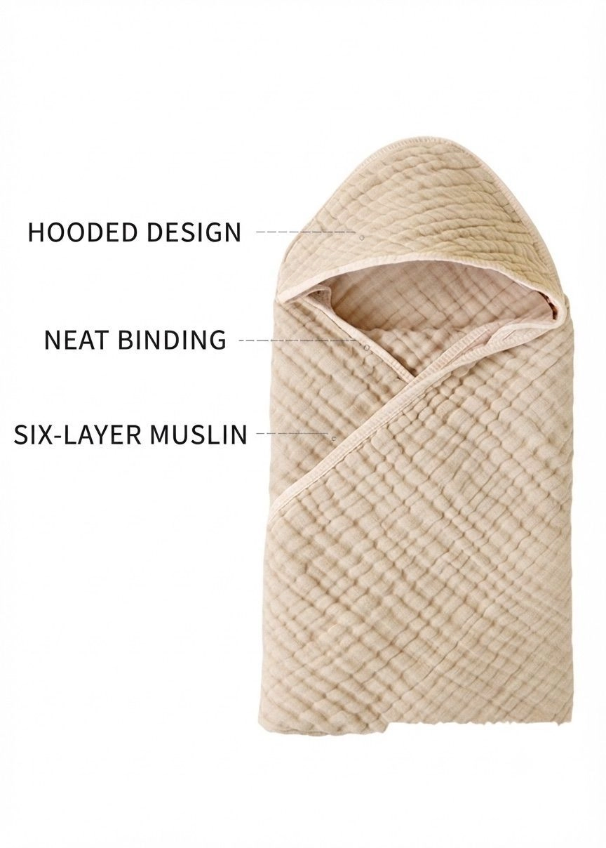 6-Layer Muslin Hooded Bath Towel 4