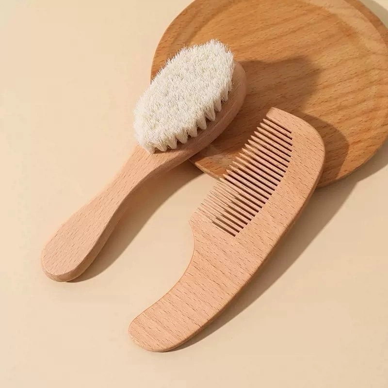 Wooden Baby Hair Brush & Comb Set