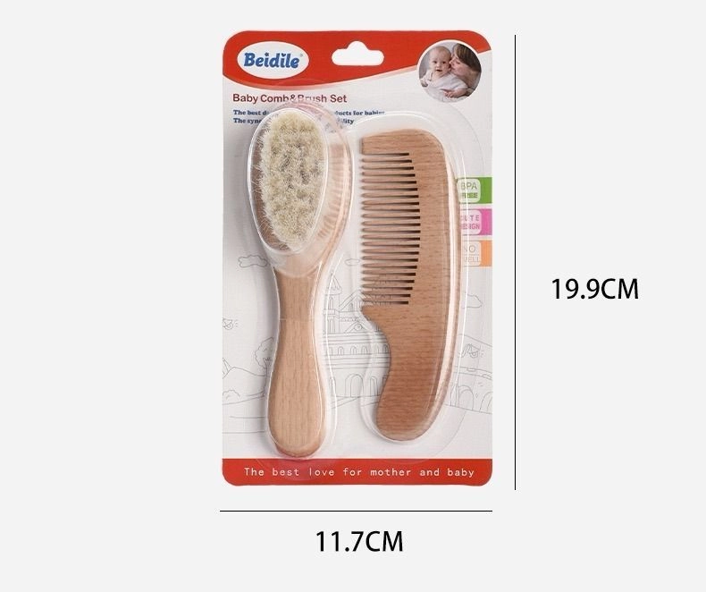 Wooden Baby Hair Brush & Comb Set 4