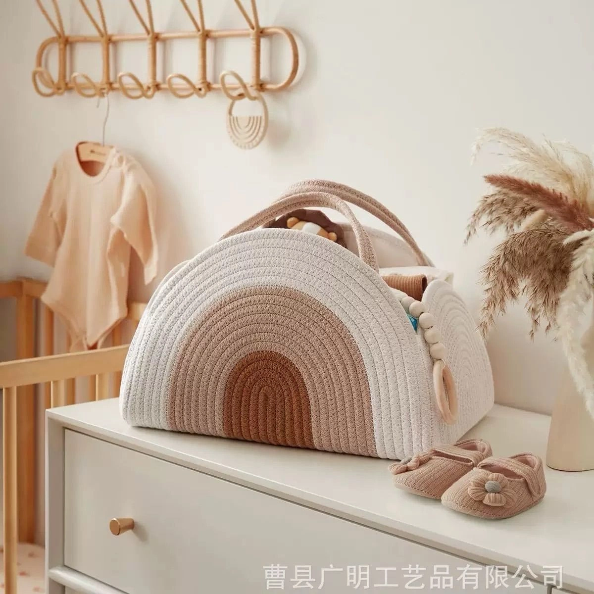 Premium Cotton Rope Baby Diaper Caddy Organizer