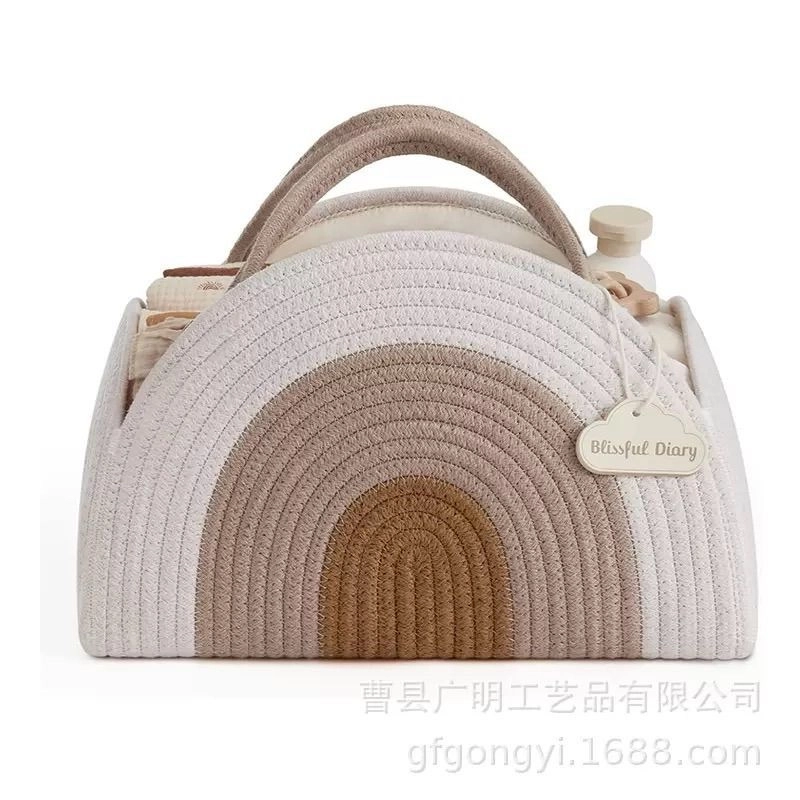Premium Cotton Rope Baby Diaper Caddy Organizer 5
