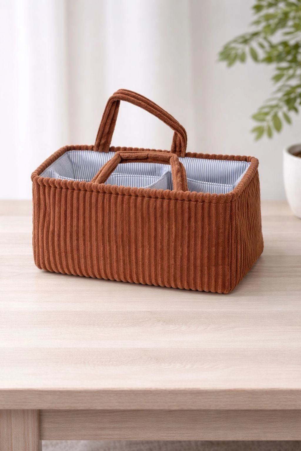 Premium Corduroy Tote Diaper Caddy 3