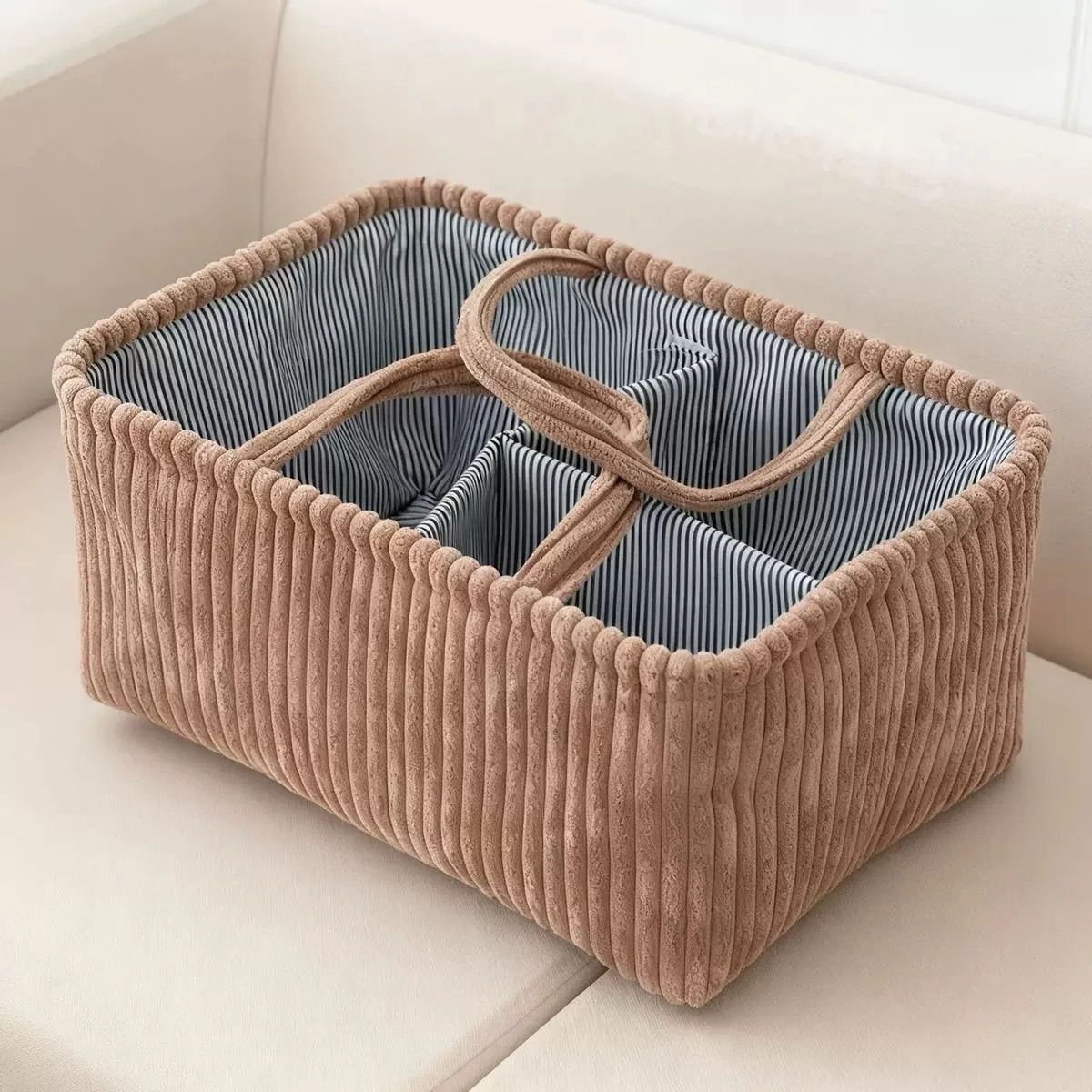 Premium Corduroy Tote Diaper Caddy 4