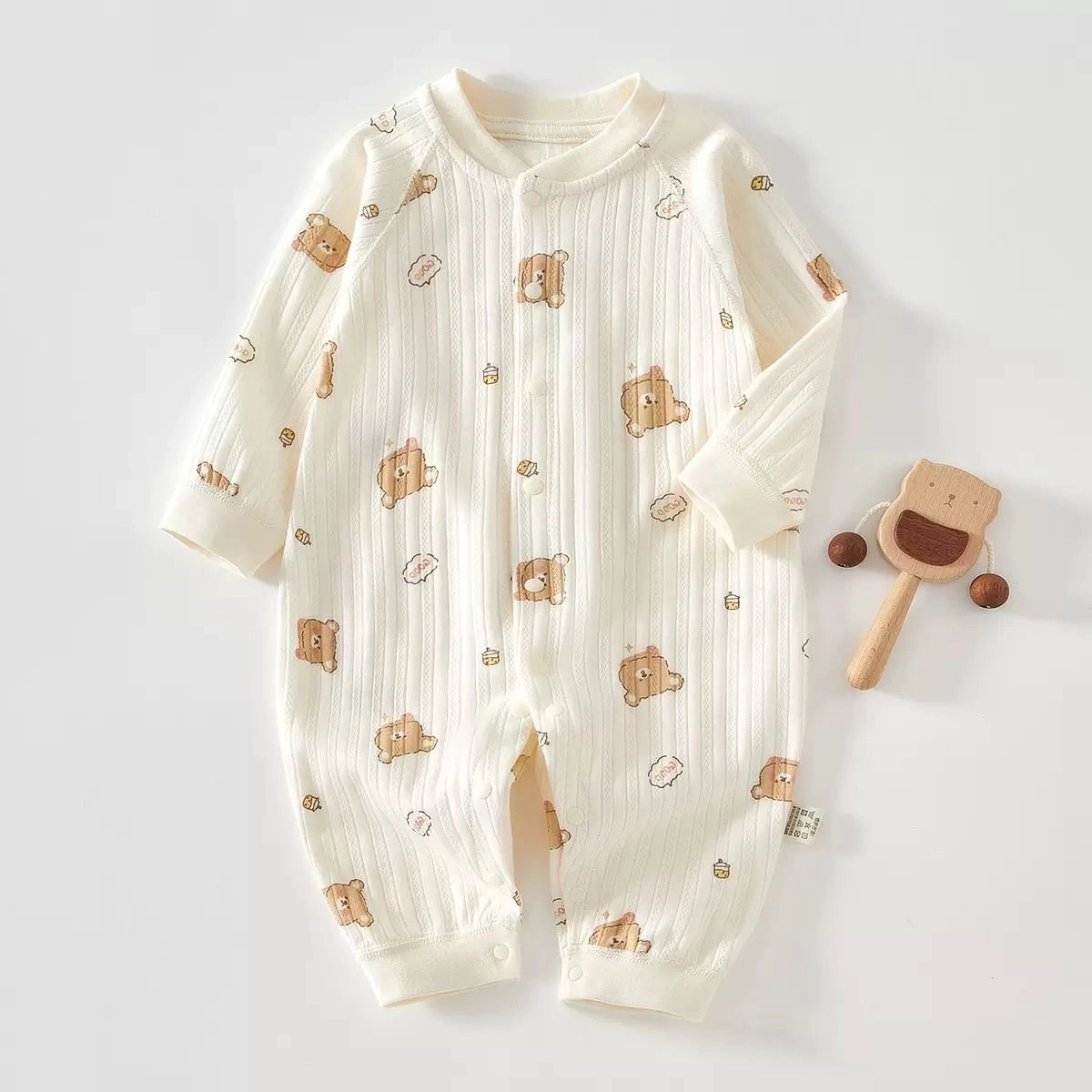 Honey Bear Ribbed Full Romper