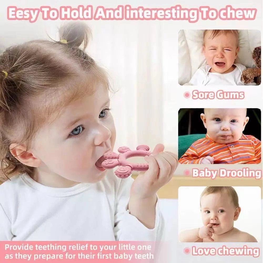 Palm shaped baby teether food grade silicone 3