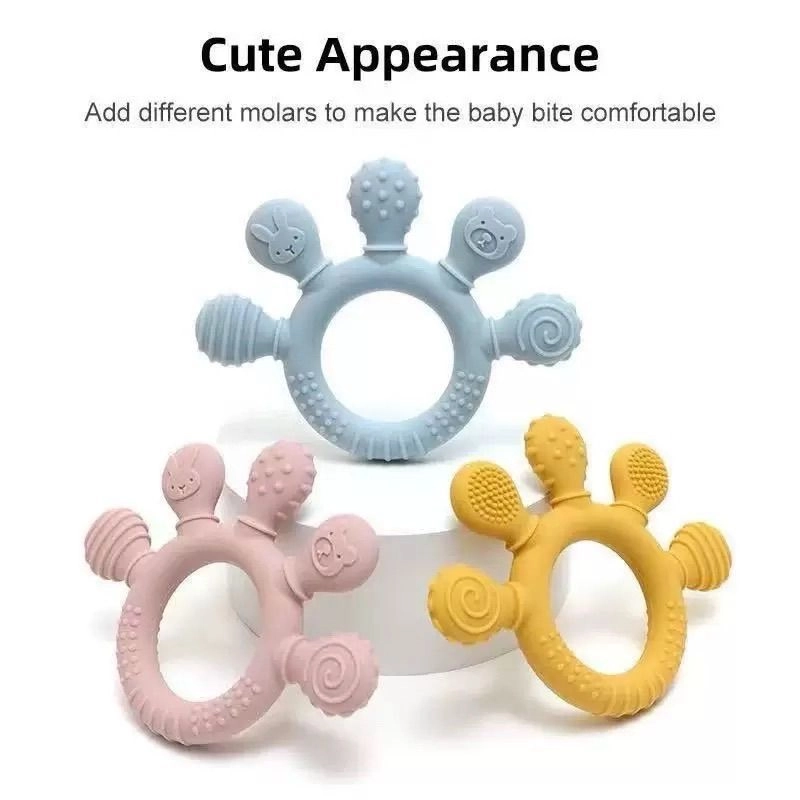 Palm shaped baby teether food grade silicone 5