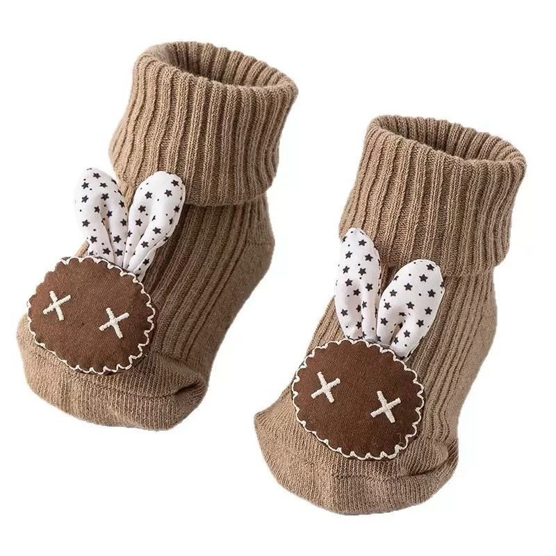 3D Plush Doll Ribbed Baby Booties 5
