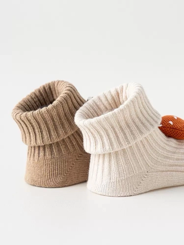 3D Plush Doll Ribbed Baby Booties 7