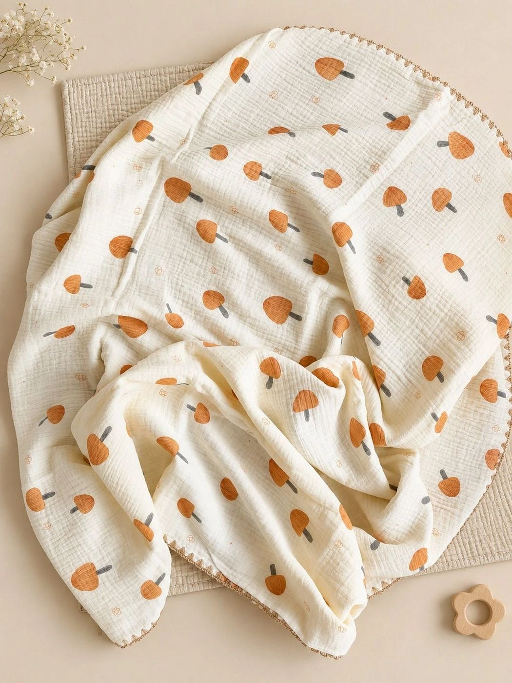 4 Layer Muslin Blanket - crochet border 4