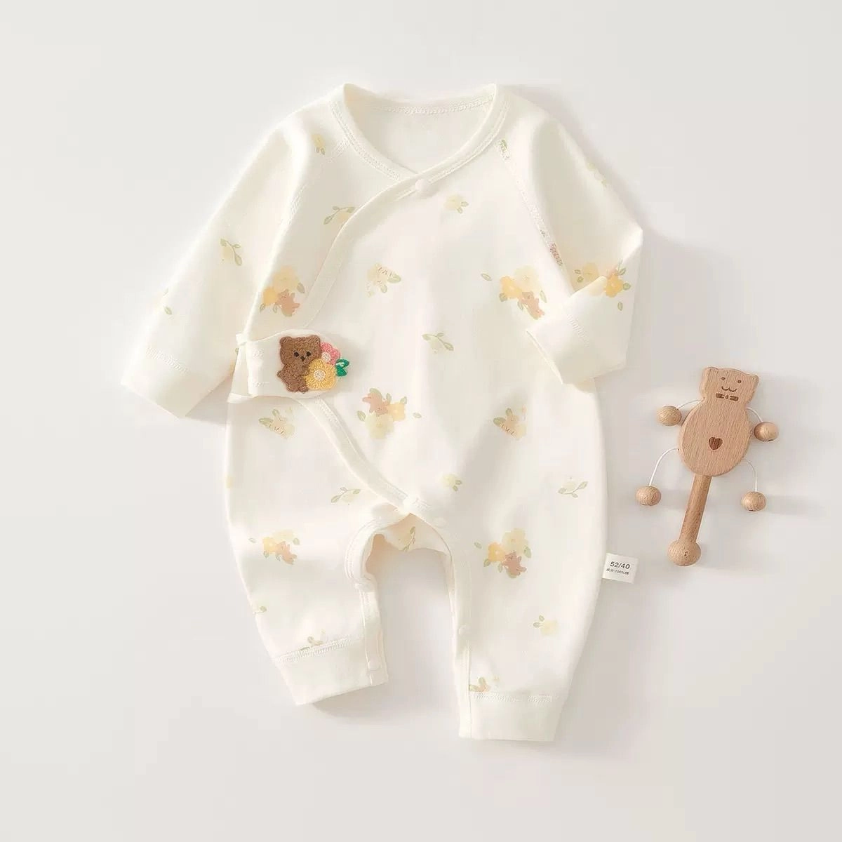 Organic cotton Kimono snap romper 1