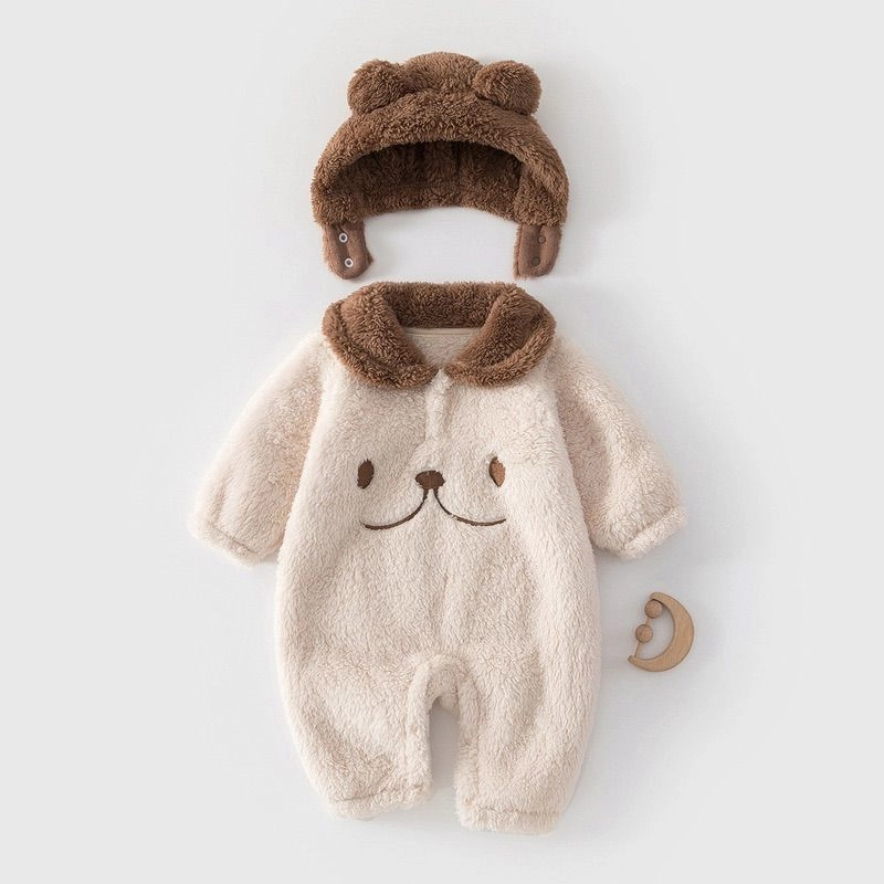 Warm fleece one-piece suit