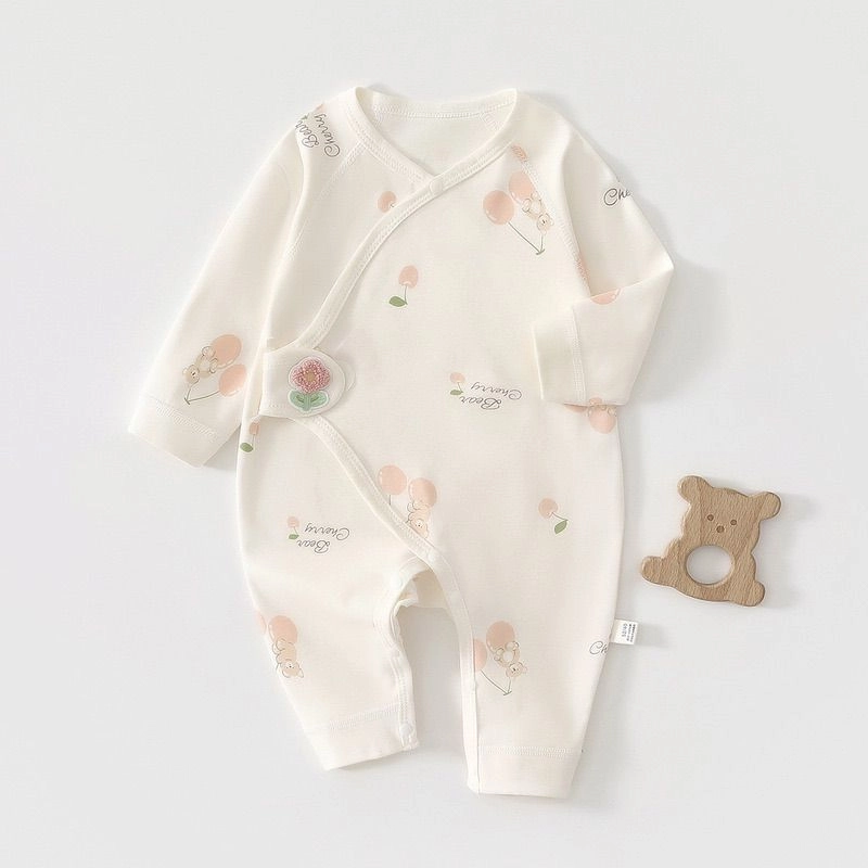 Pure cotton Kimono snap romper 1