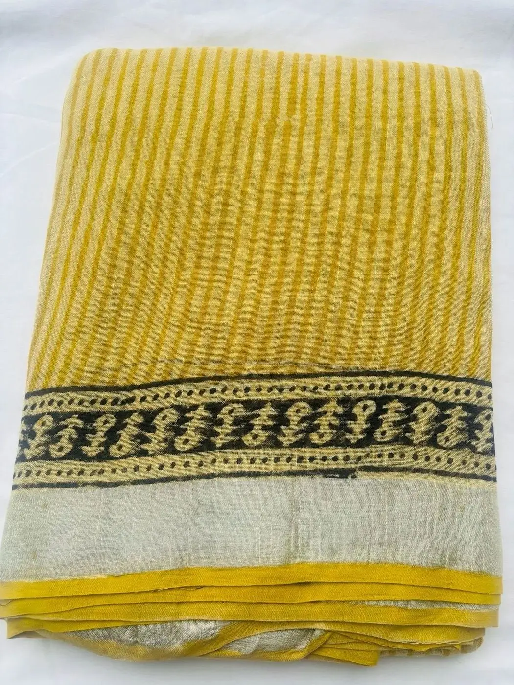 Yellow soft Linen Cotton Saree 2