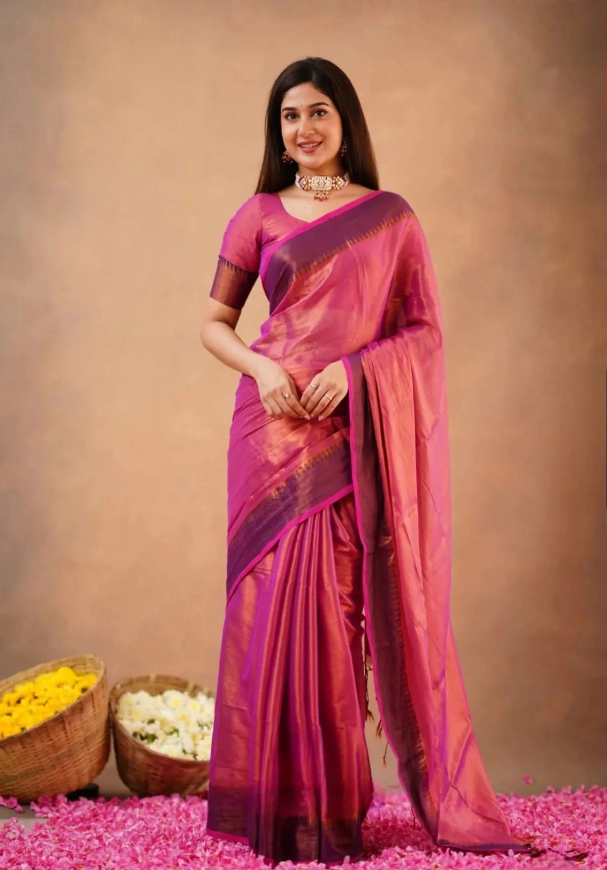 Premium Handloom Cotton Tissue Blend Saree 1