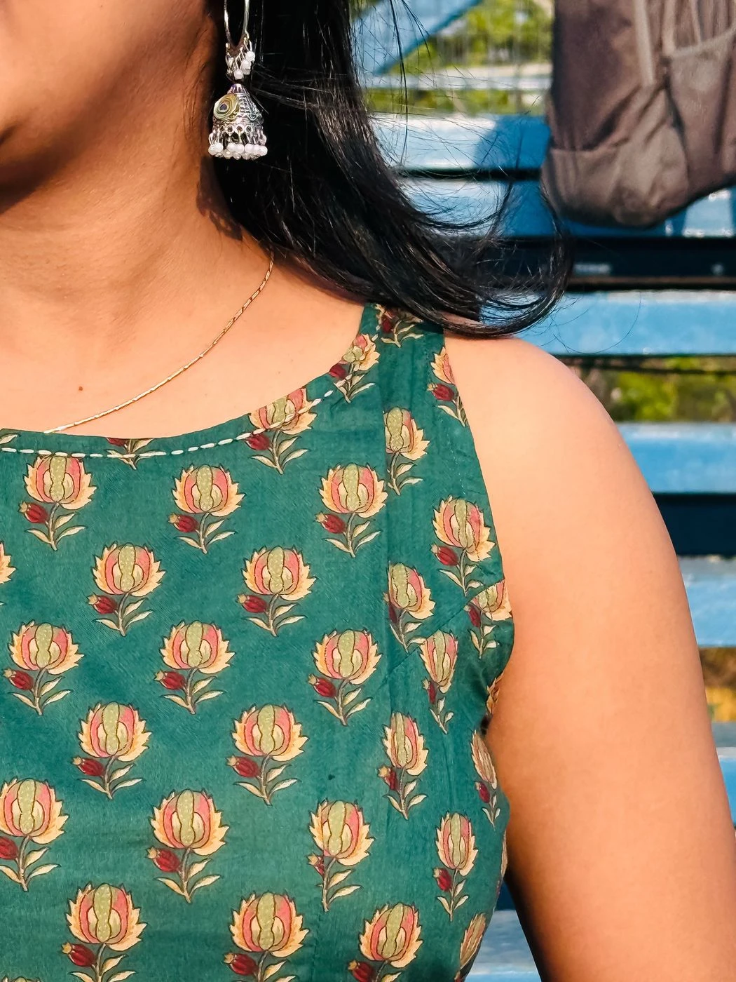 Green Sleeveless Short Kurti