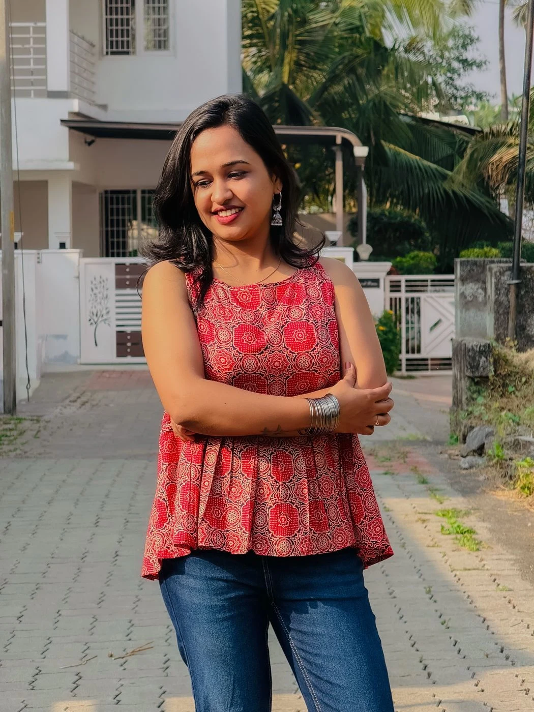 Deep Red Sleeveless Short Kurti