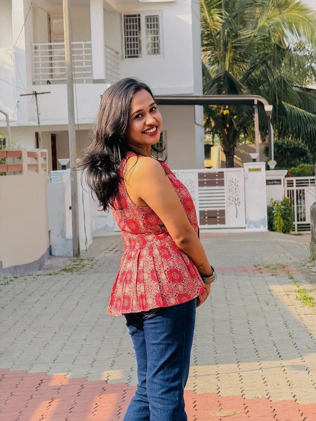 Deep Red Sleeveless Short Kurti