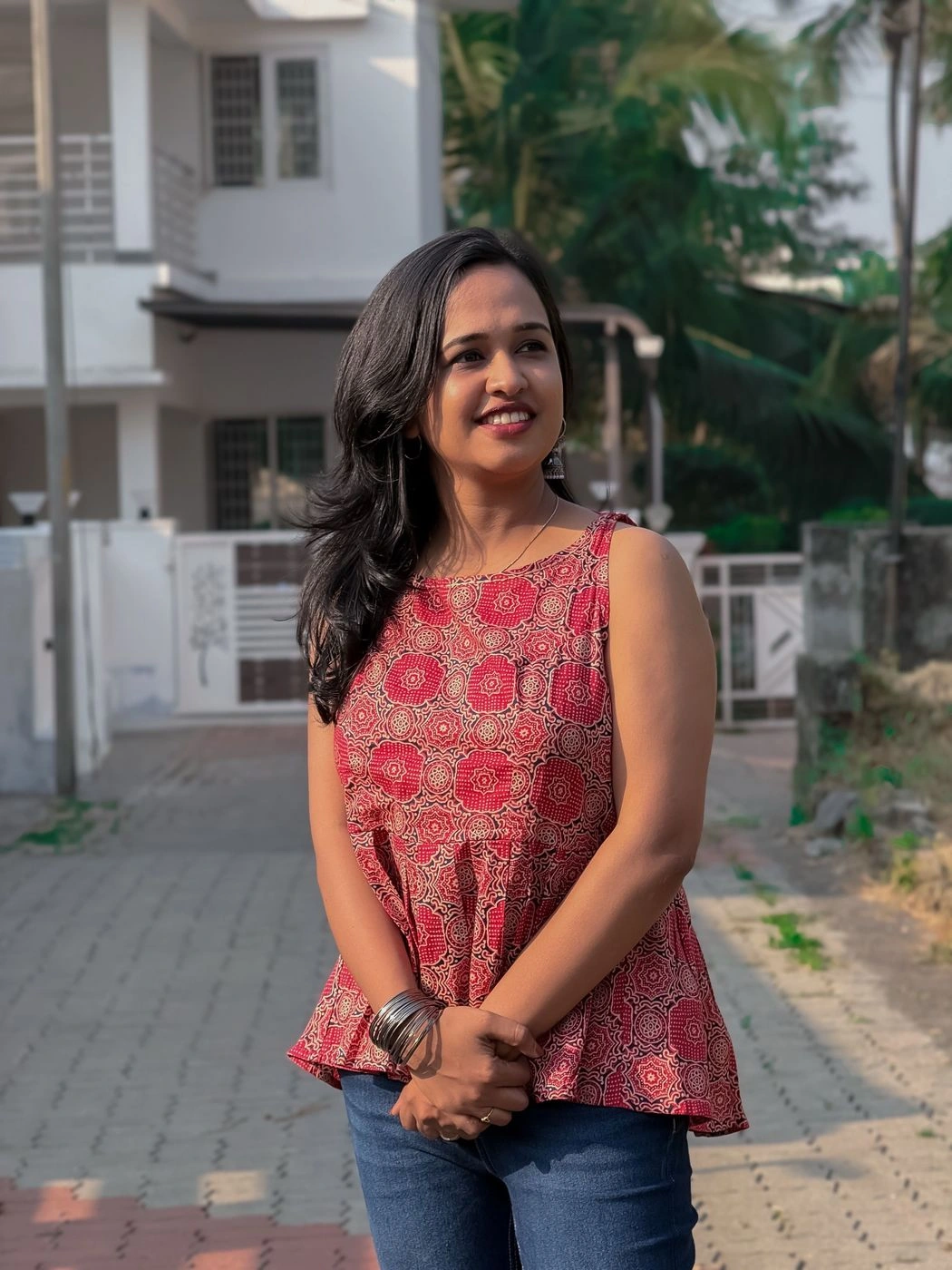 Deep Red Sleeveless Short Kurti