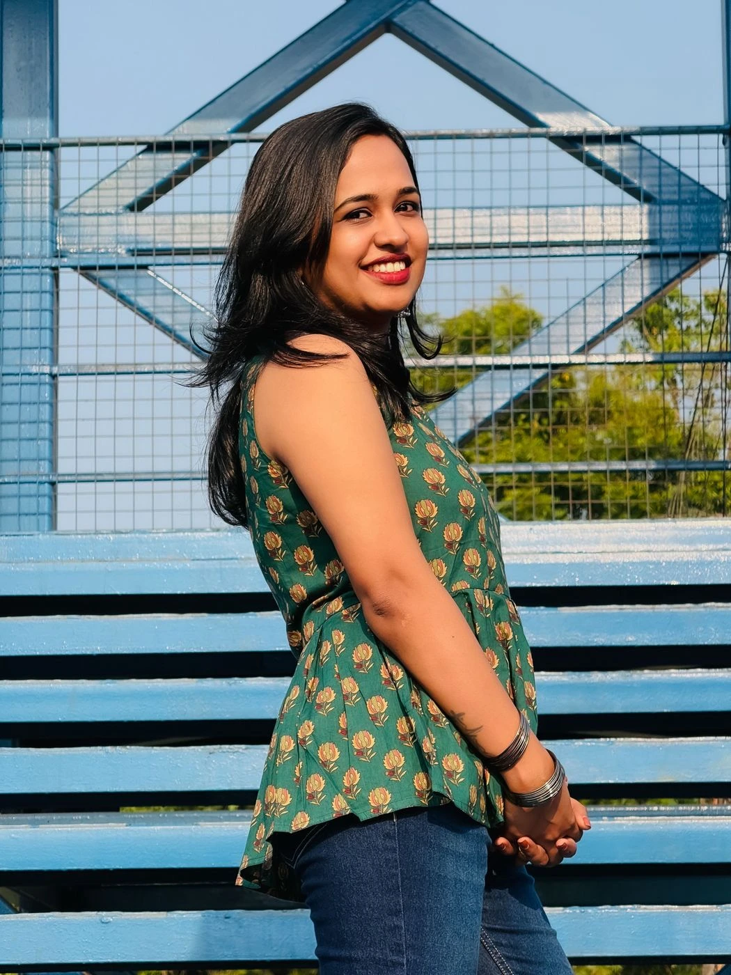 Green Sleeveless Short Kurti