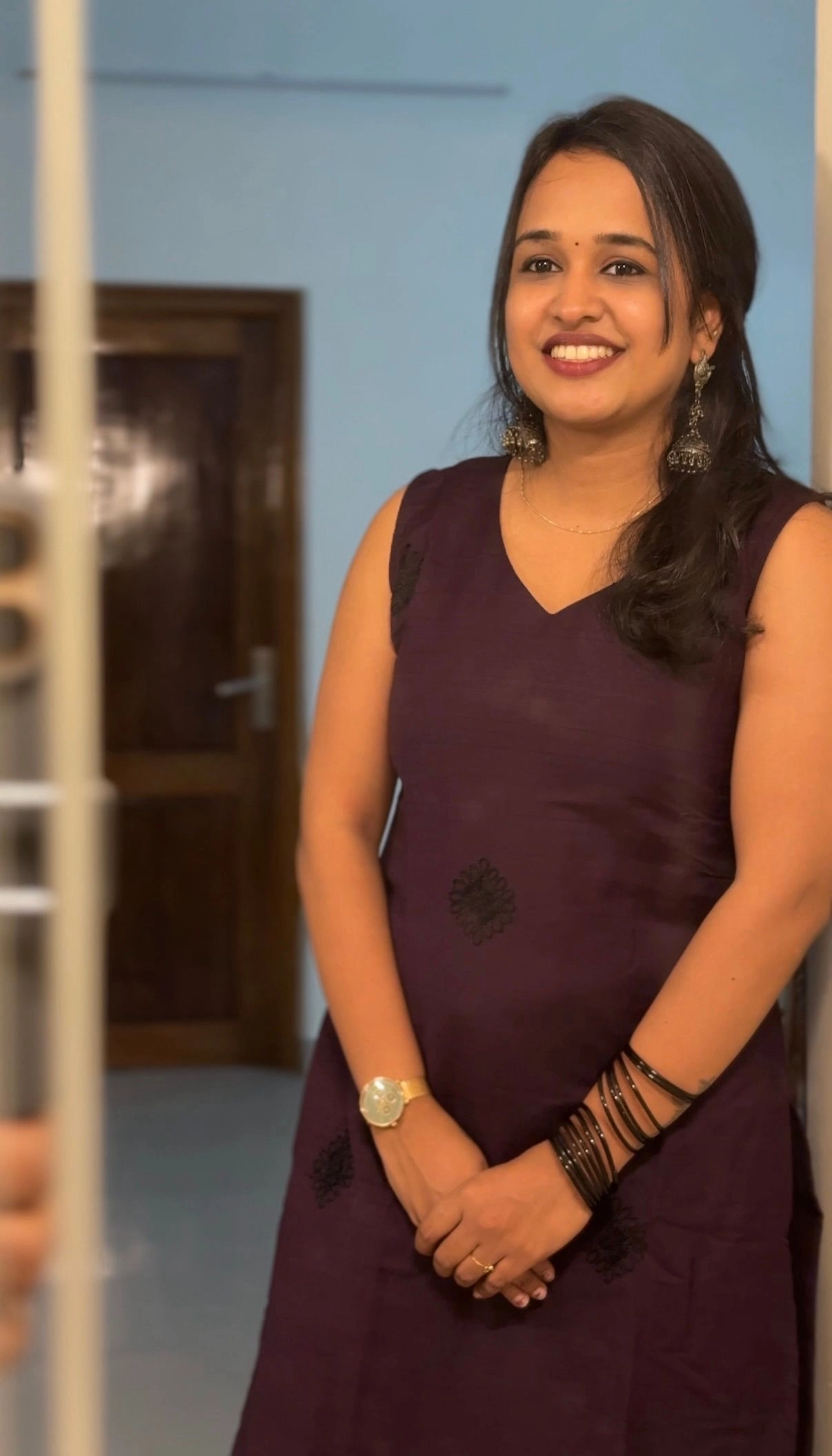 Elegant Grape Wine Long Kurti with Black Embroidery 4