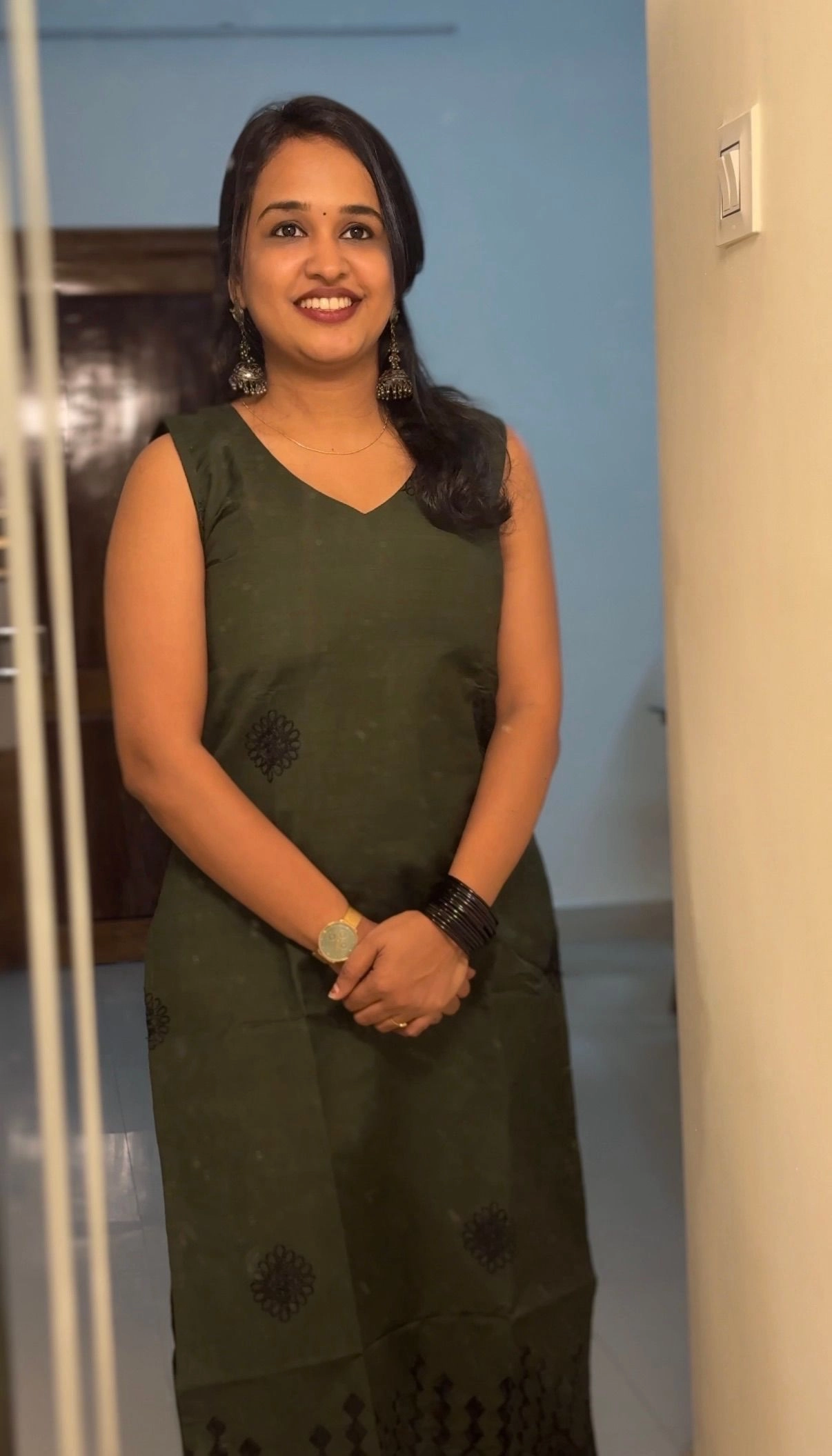 Elegant Olive Green Embroidered Kurti