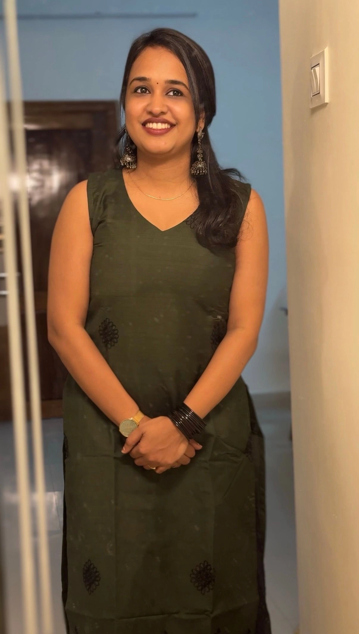 Elegant Olive Green Embroidered Kurti 2