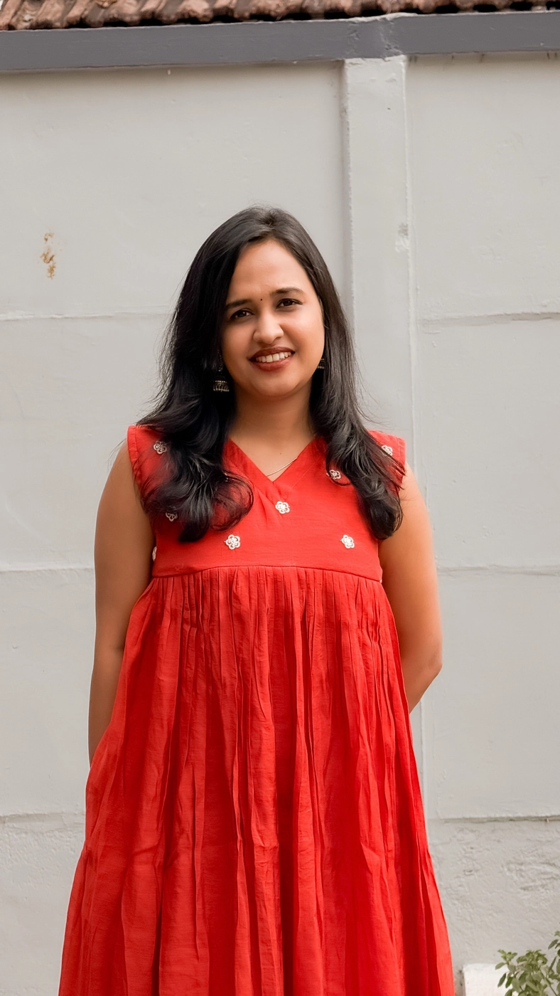 Brick Colour Mulchanderi Frock ❤️ Summer Wear