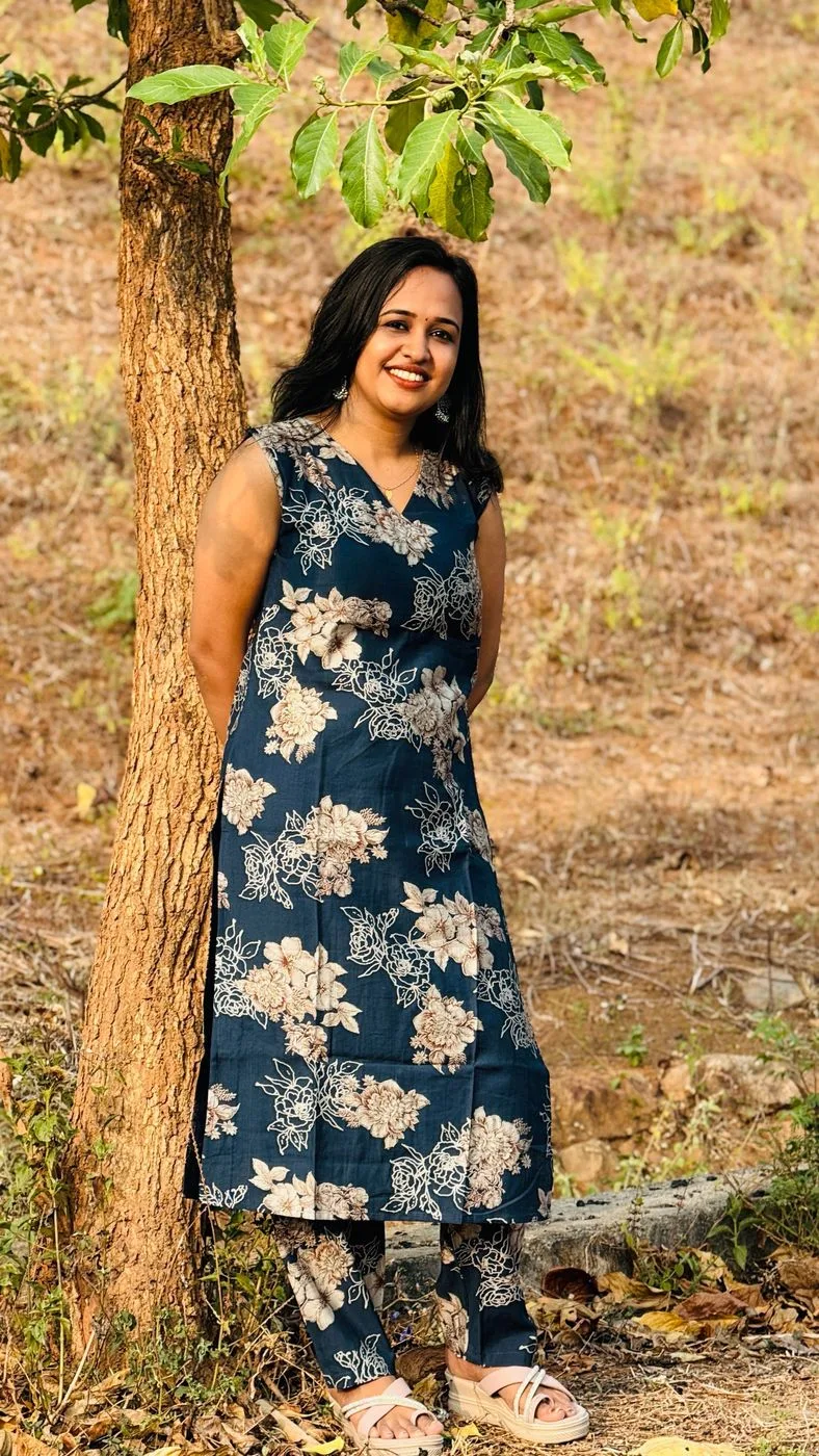 Navy Blue Floral Coord Set