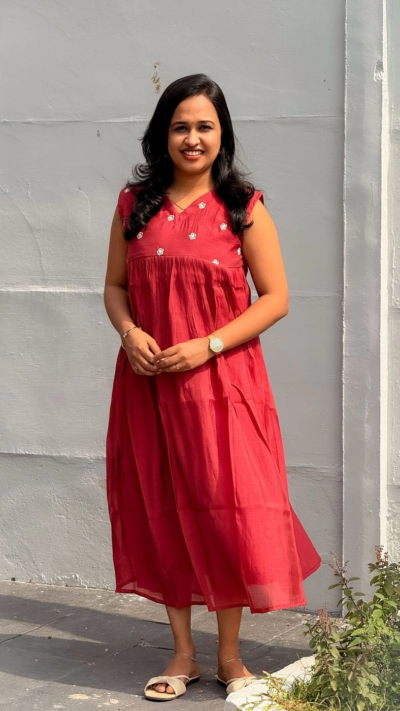 Maroon Pink Mulchanderi Frock