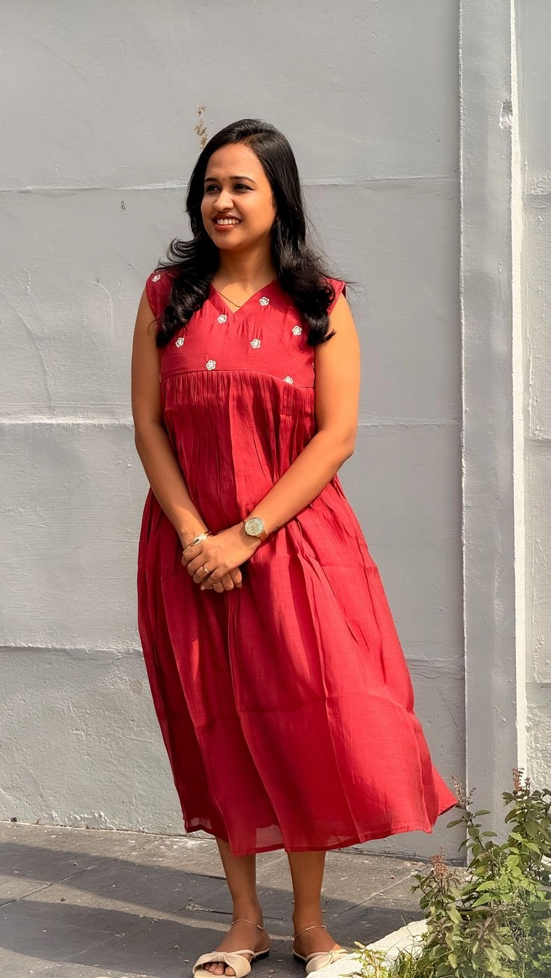 Maroon Pink Mulchanderi Frock