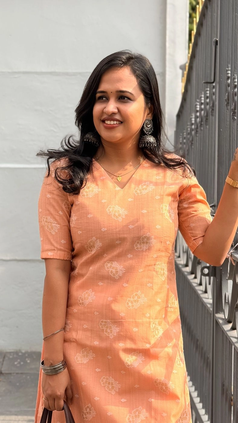 Peach Colour Kurti For Office Wear