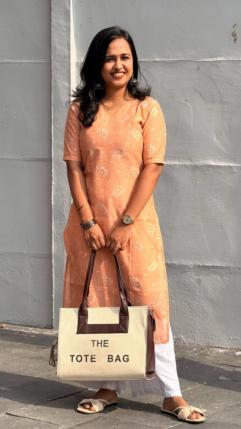 Peach Colour Kurti For Office Wear