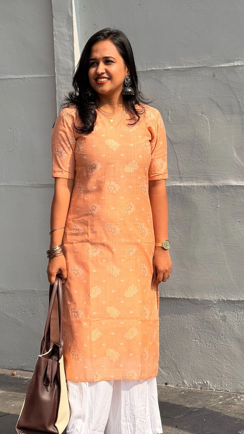Peach Colour Kurti For Office Wear