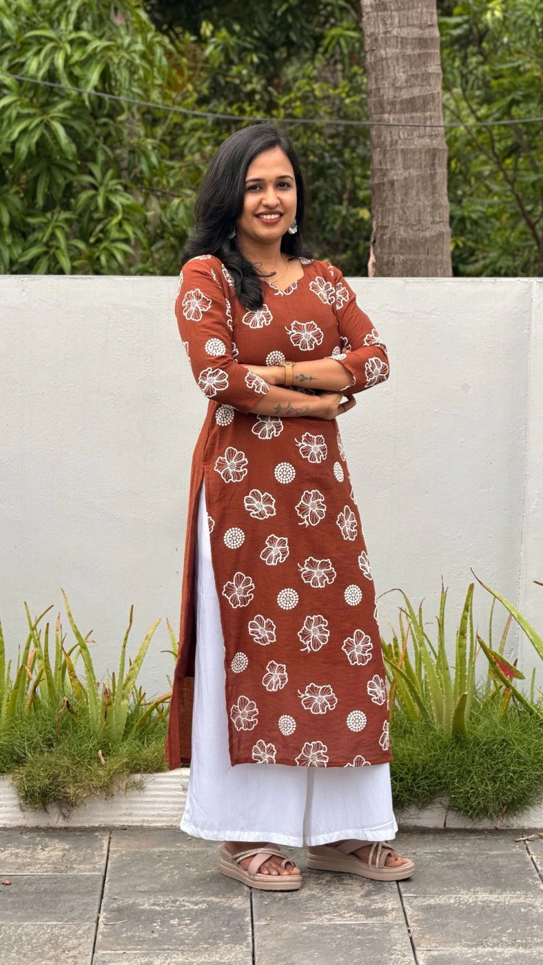 Cocoa Bloom Chiffon Kurti 🤎