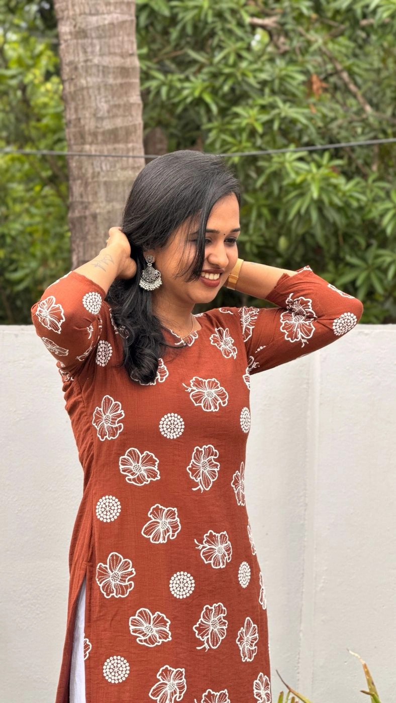 Cocoa Bloom Chiffon Kurti 🤎