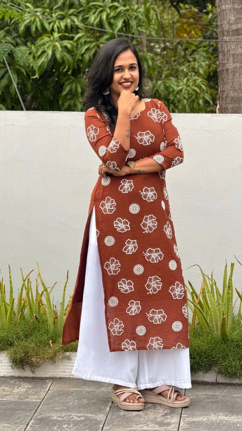 Cocoa Bloom Chiffon Kurti 🤎