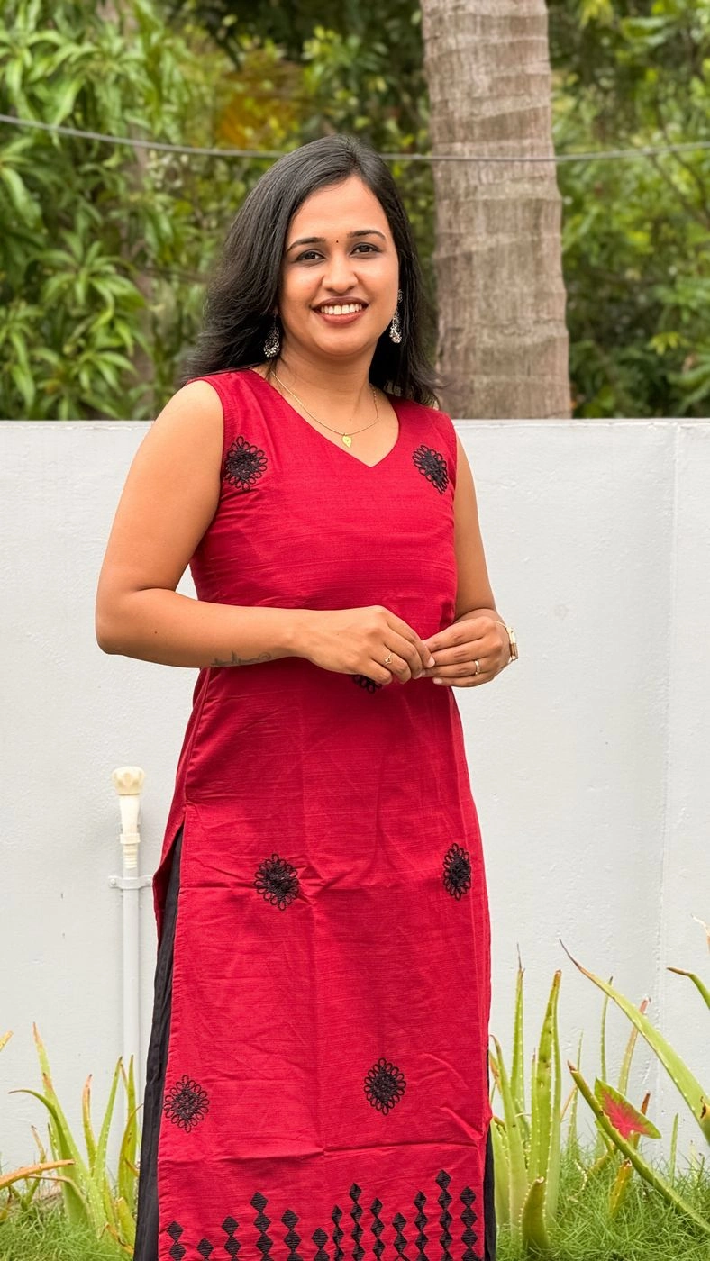 Maroon Pink Kurti with Black Embroidery