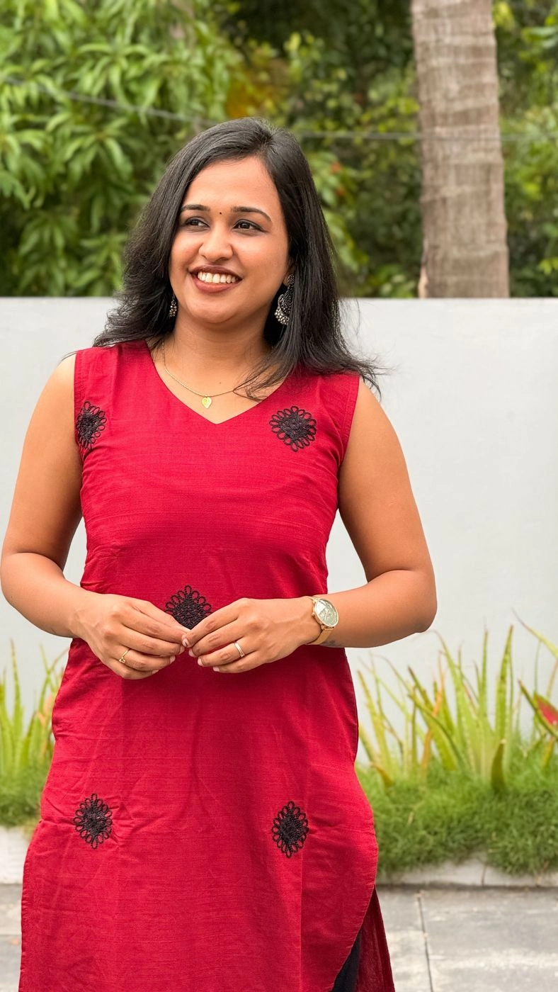 Maroon Pink Kurti with Black Embroidery