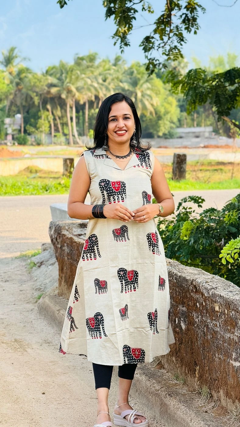 Elephant Grace Collar Kurti