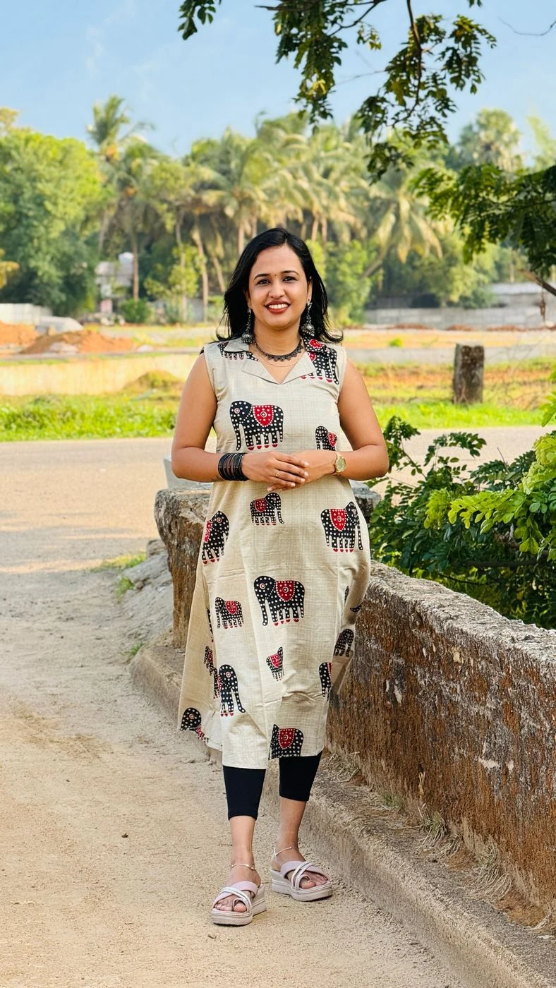 Elephant Grace Collar Kurti